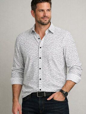 Alfani XXL 100% Cotton Dash Stripe Button‑Down Shirt